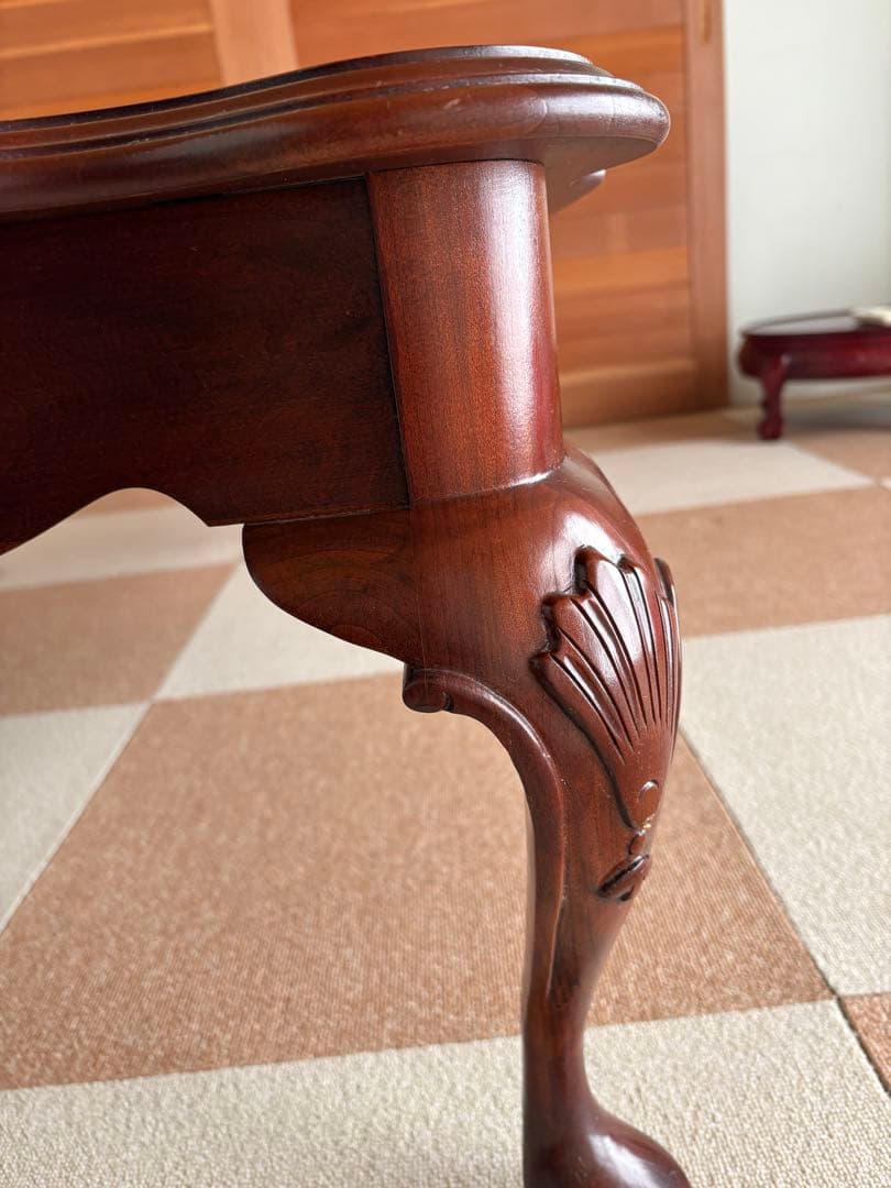 超美品　アメリカ家具定価20数万円、イーセンアーレン センター硝子テーブル、猫脚