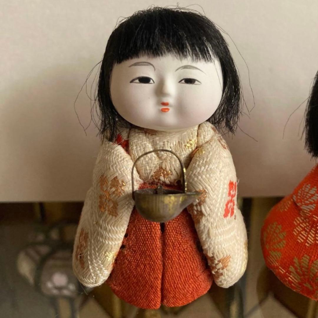 昭和レトロ 木目込雛人形 オルゴール・ガラスケース付 1950年代 保管用