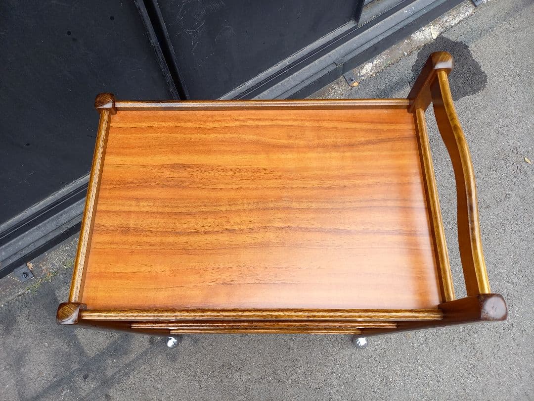 1970's　北欧モダン　ウッド　無垢材　フレーム　メタル　キャスター　ワゴン