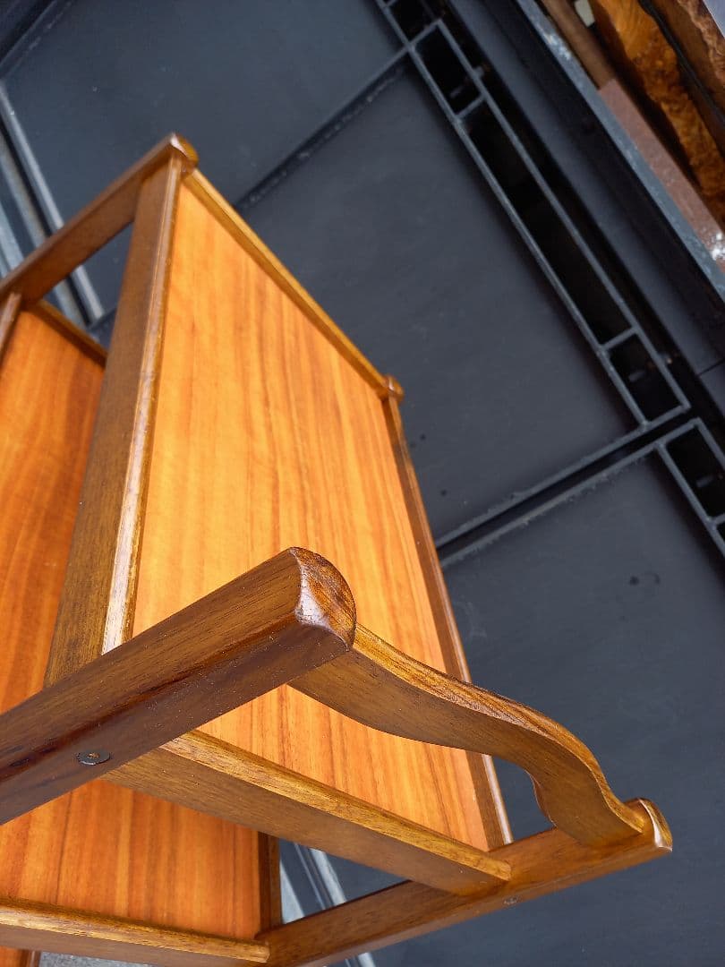 1970's　北欧モダン　ウッド　無垢材　フレーム　メタル　キャスター　ワゴン