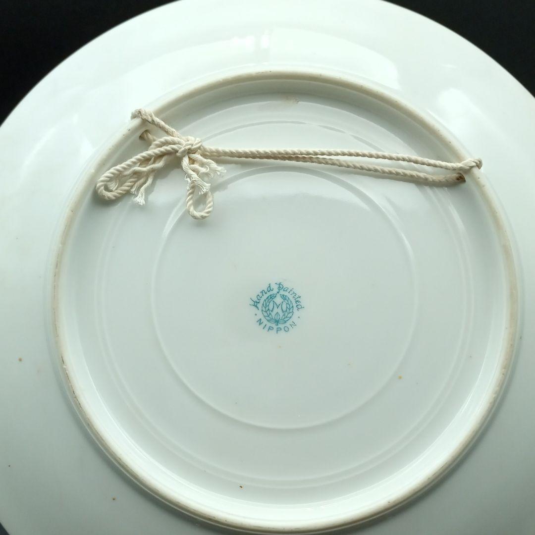 オールドノリタケ 川辺 茅葺き屋根 田舎風景 絵皿