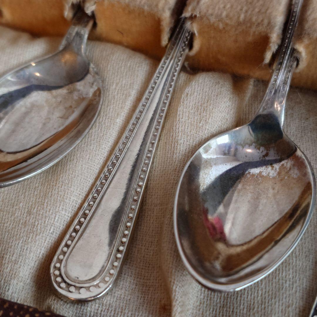 イギリス　アンティーク　シルバースプーン　シュガートング　セット　箱付き