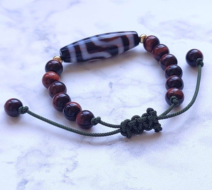 ◇二眼天珠とレッドタイガーアイのパワーストーン ブレスレット