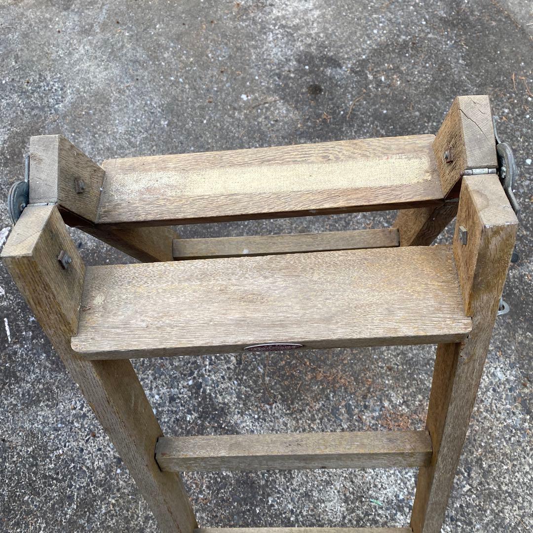 ヴィンテージ_ハシゴ_ラダー_木製_アンティーク 梯子　90/178cm