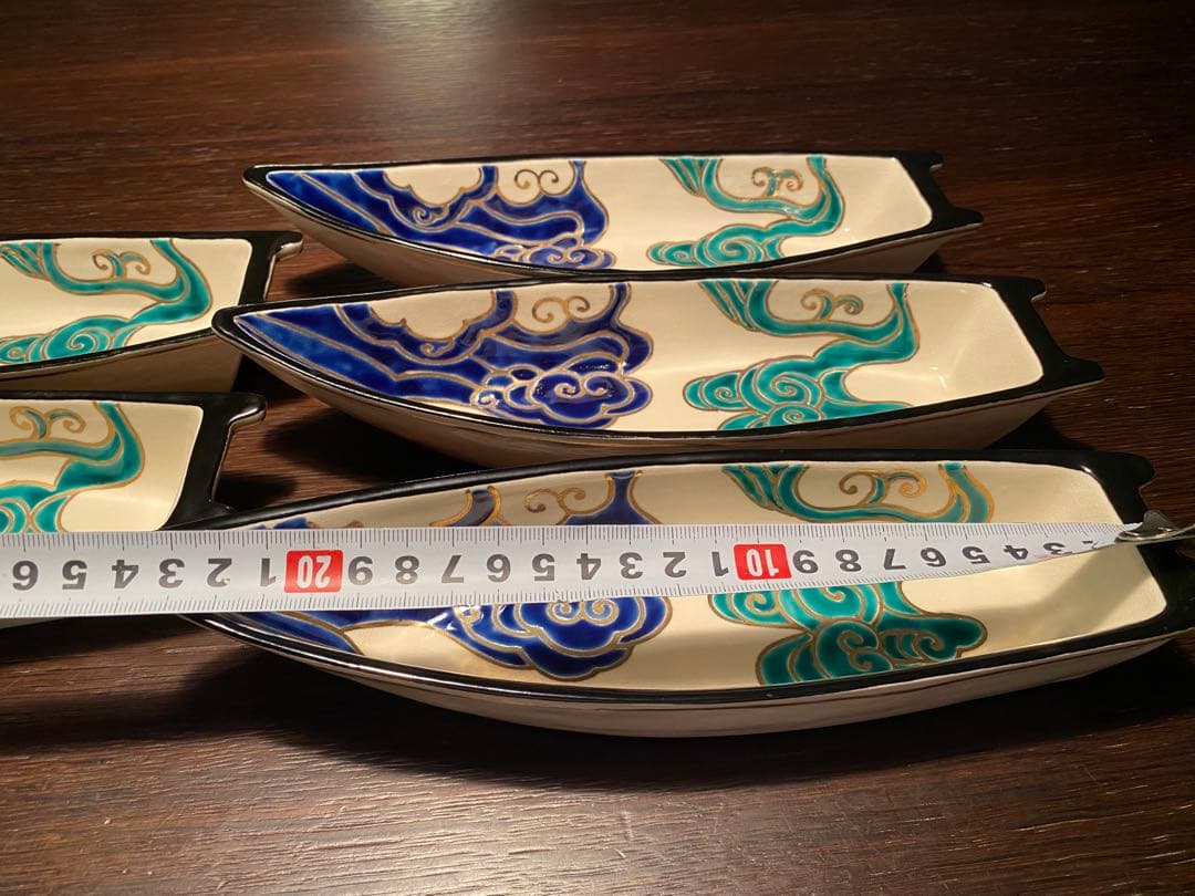 仁清流水舟形向付5客　新品未使用　京焼