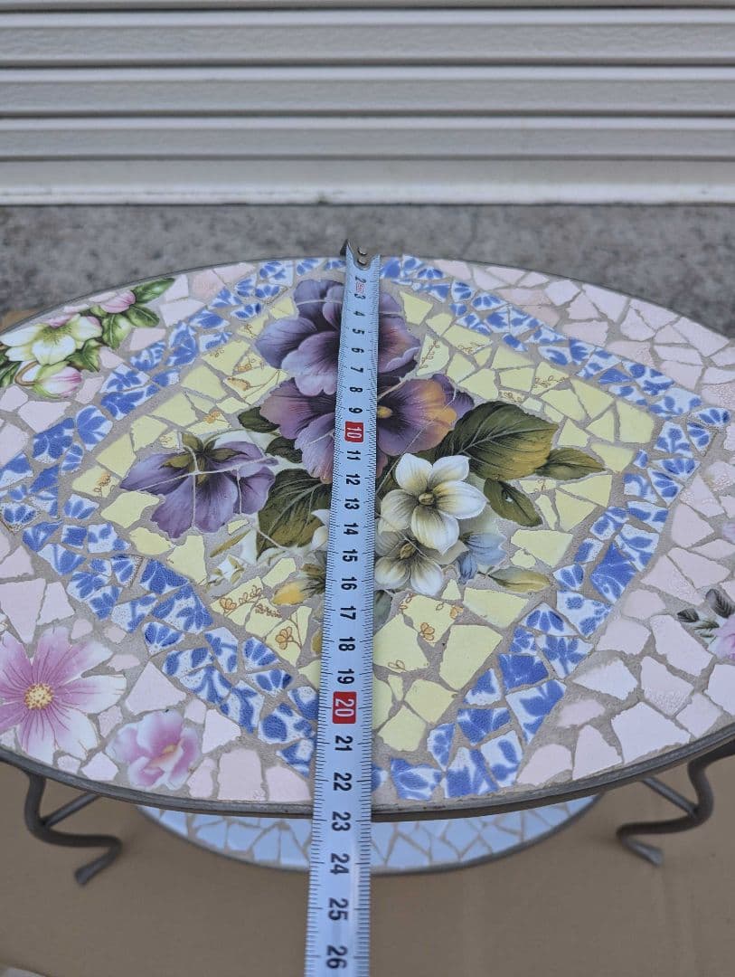 カナダ製　ヴィンテージ モザイクタイル 2段ティースタンド サイドテーブル