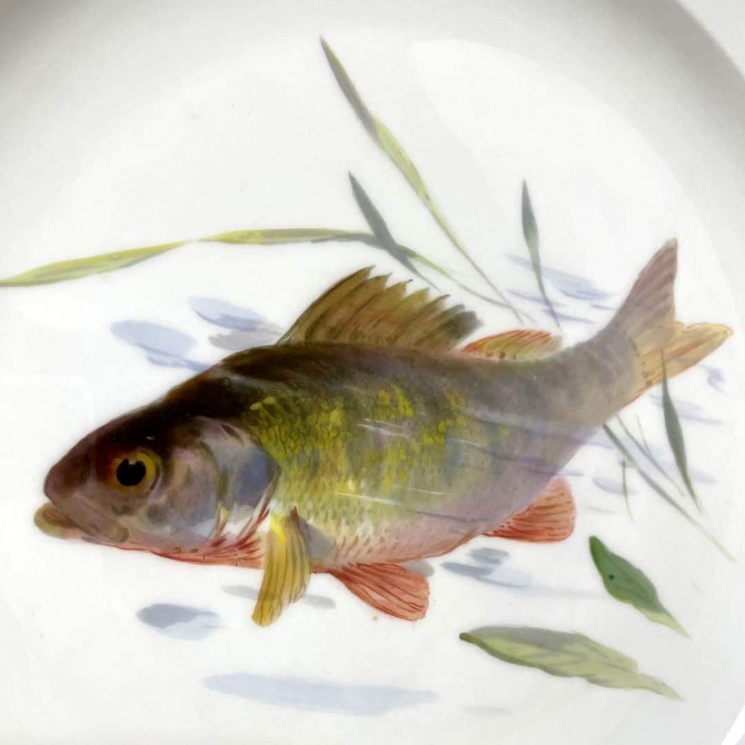 ＊写実画・川魚と水草＊２５ｃｍ・1821年-1924年・Meissen・