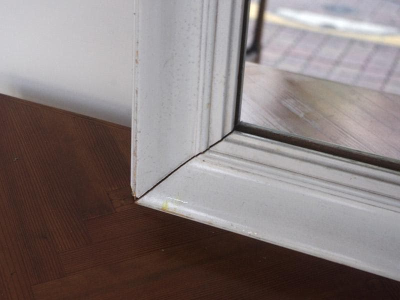 大きめアンティークミラー 壁掛け鏡 額縁 英国 ホワイト M04