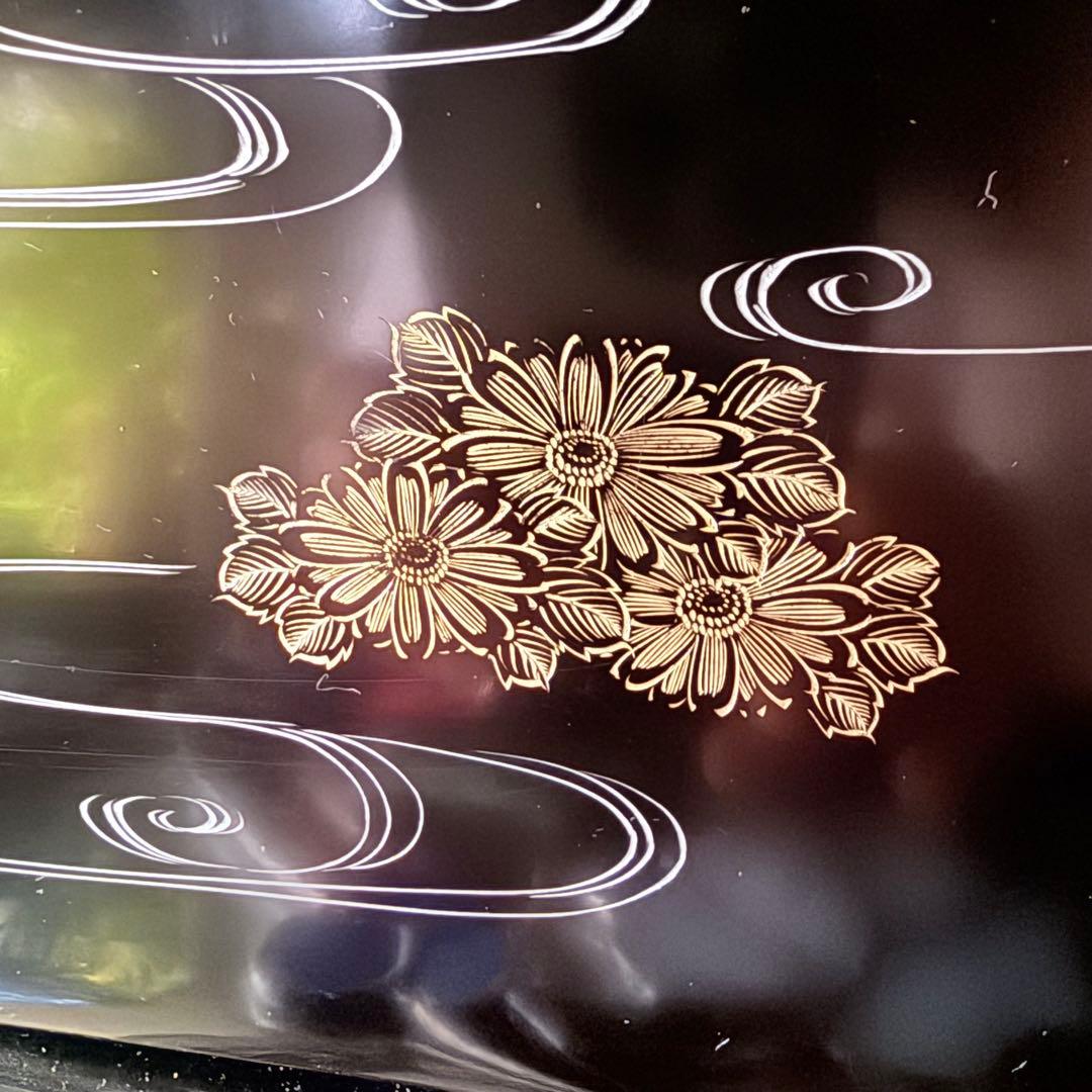 2208様感謝‼JAPAN輪島工房特製沈金『曲水菊づくし』輪島 五段重箱2枚蓋