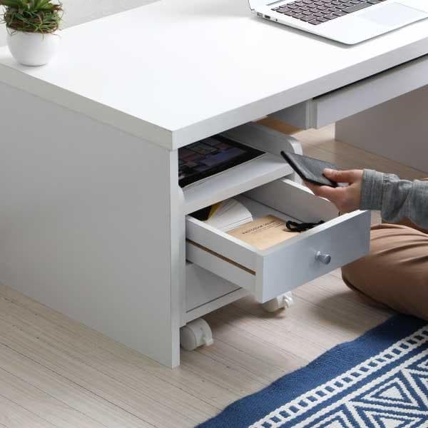 《新品・送料無料》パソコンデスク ロータイプ 90cm幅 デスクセット ホワイト