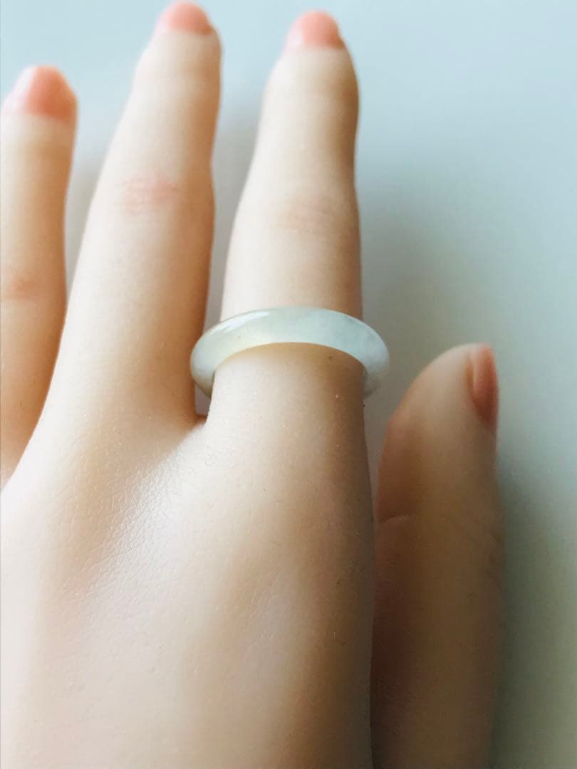 [R410-002］翡翠　くりぬき　リング　天然石　一点物　ミャンマー産　16号