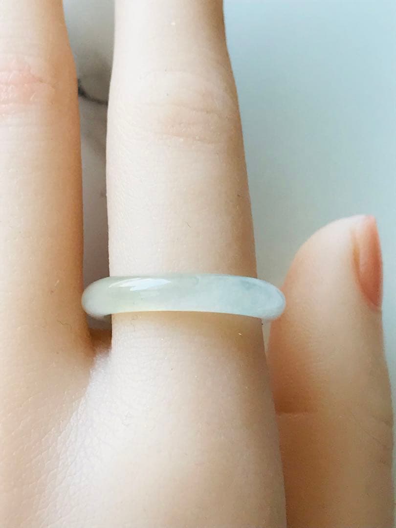 [R410-002］翡翠　くりぬき　リング　天然石　一点物　ミャンマー産　16号