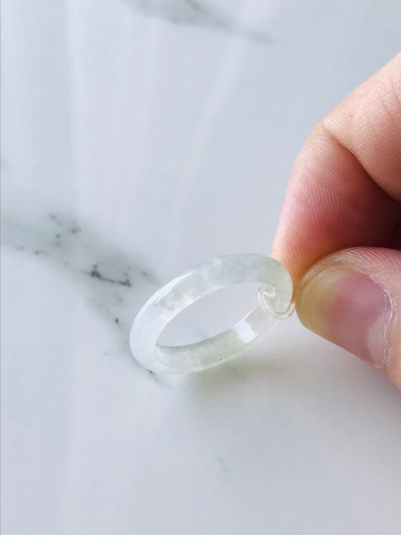 [R410-002］翡翠　くりぬき　リング　天然石　一点物　ミャンマー産　16号