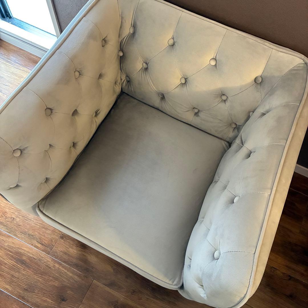 LOWYA ロウヤ 1人掛けソファ ベルベット調 グレー