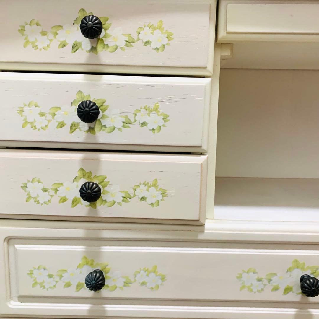 ロココ調 6段 チェスト ジャスミン　アンティーク 姫系　　キャビネット 白家具