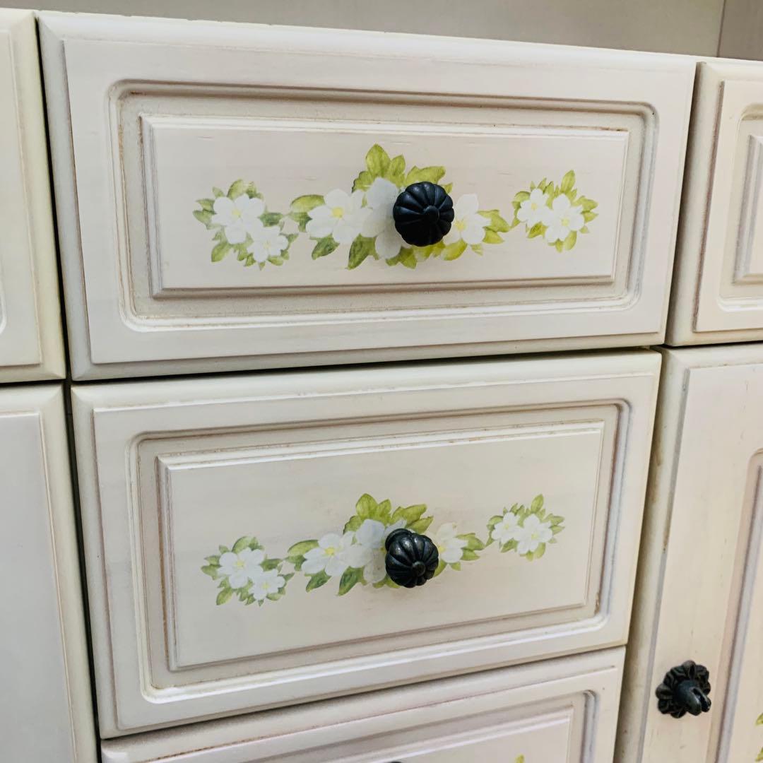 ロココ調 6段 チェスト ジャスミン　アンティーク 姫系　　キャビネット 白家具