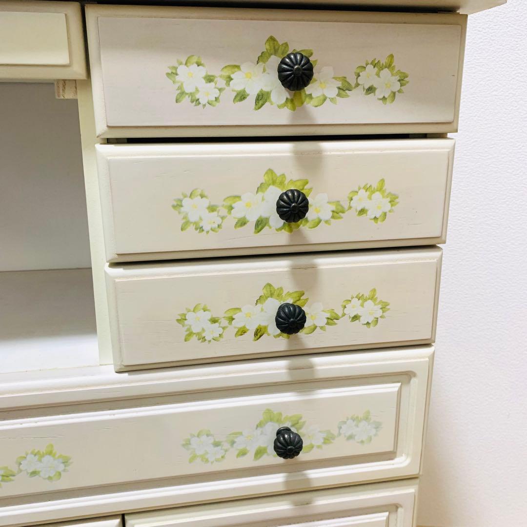 ロココ調 6段 チェスト ジャスミン　アンティーク 姫系　　キャビネット 白家具