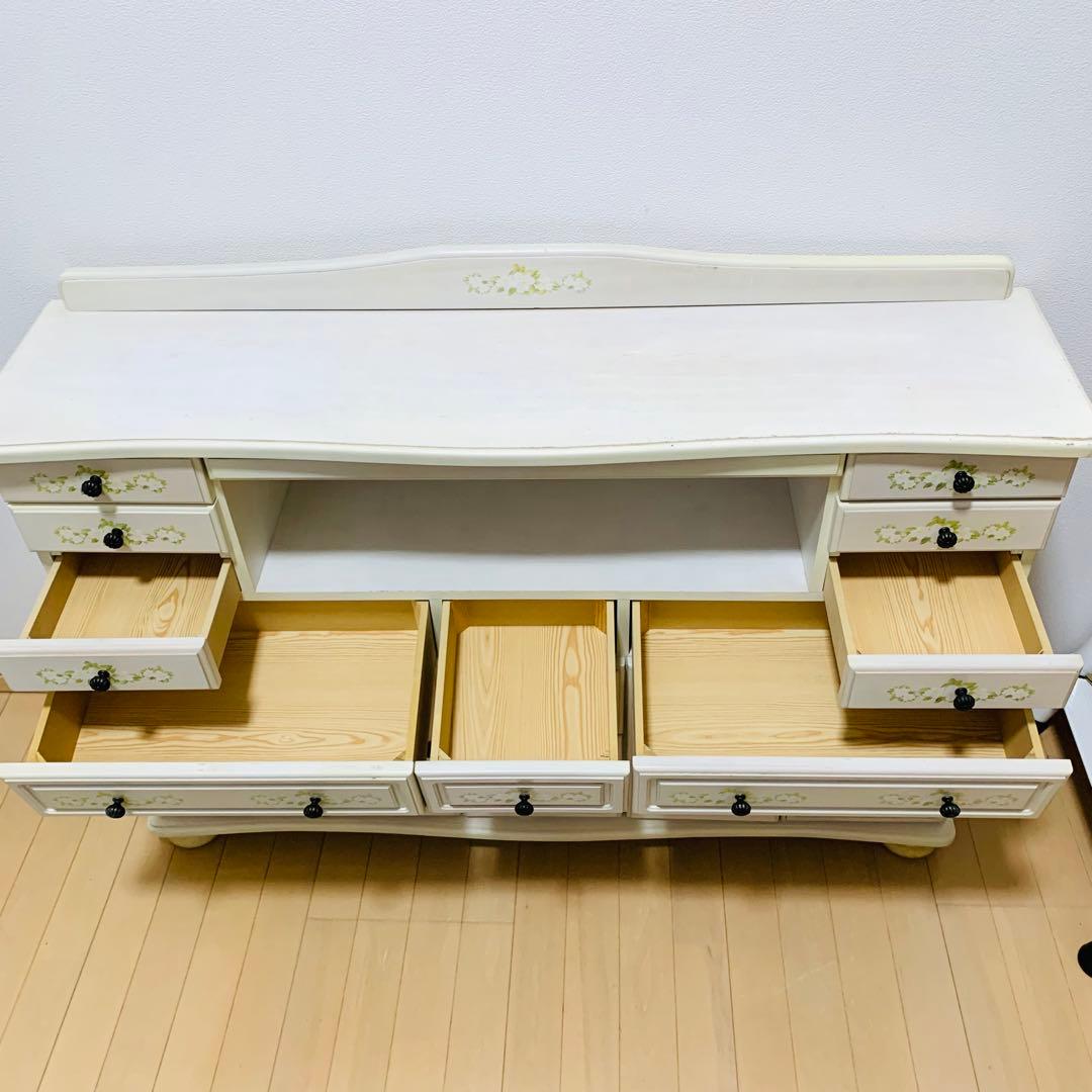 ロココ調 6段 チェスト ジャスミン　アンティーク 姫系　　キャビネット 白家具