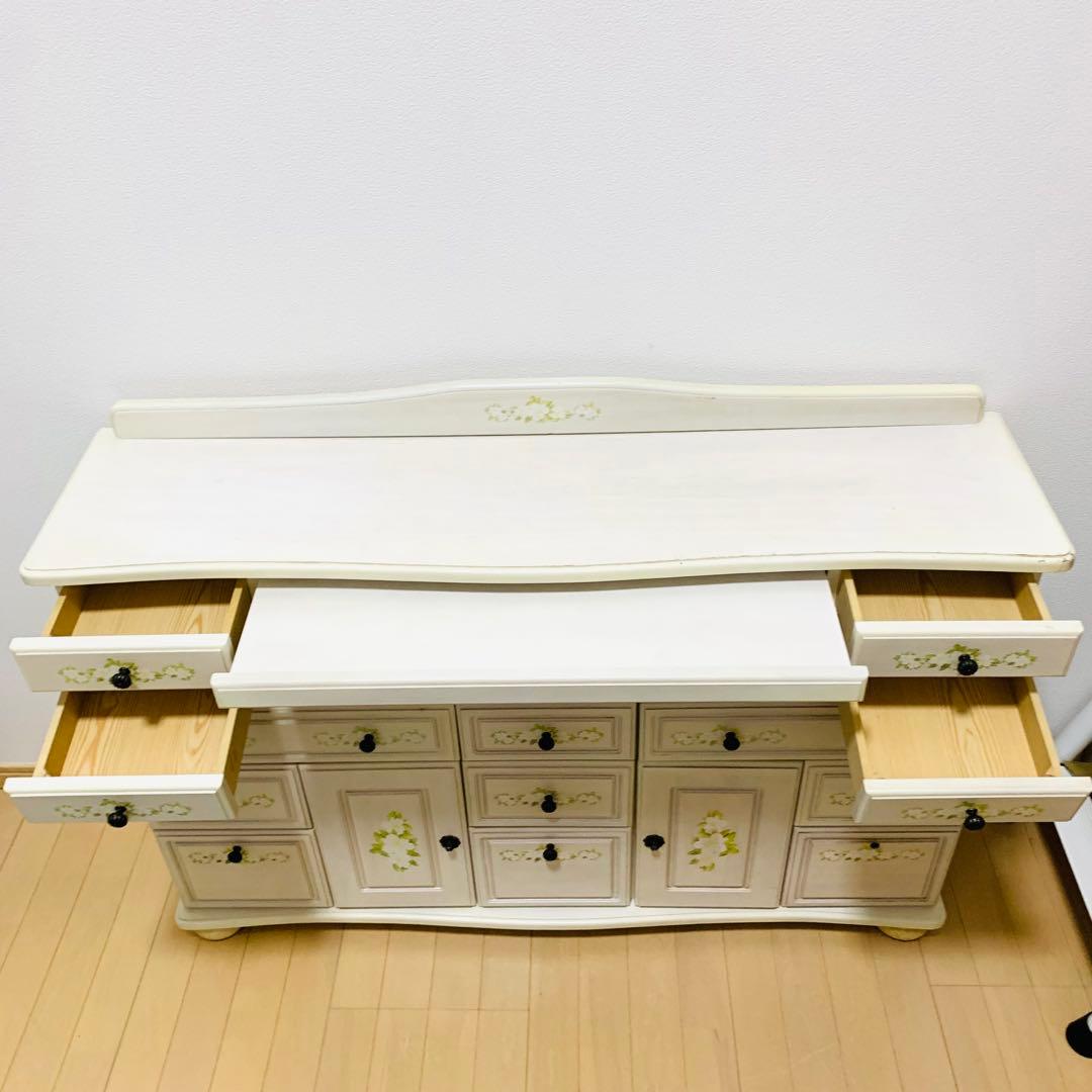 ロココ調 6段 チェスト ジャスミン　アンティーク 姫系　　キャビネット 白家具