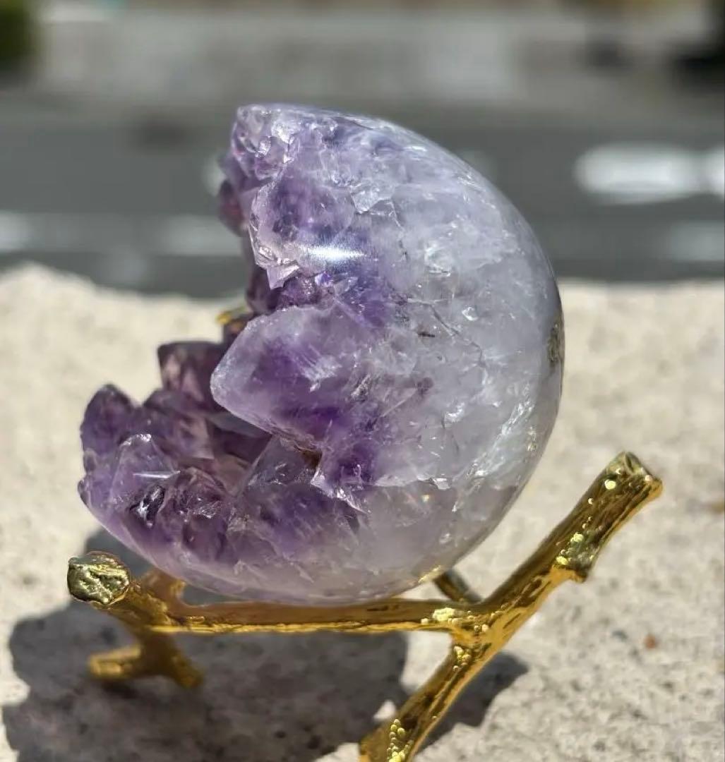 【来福】ウルグアイ産⭐️虹入り！アメジスト笑口⭐️龍穴⭐️ RM 125