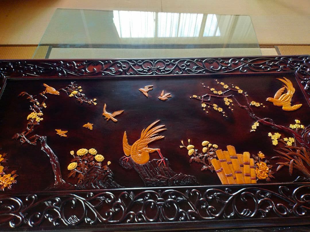 和製ビンテージ　座卓　花鳥図