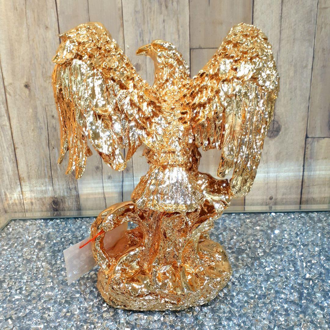 輸入雑貨　アニマルオブジェ　ピンクゴールド　『羽ばたく鷹・イーグル』　縁起物