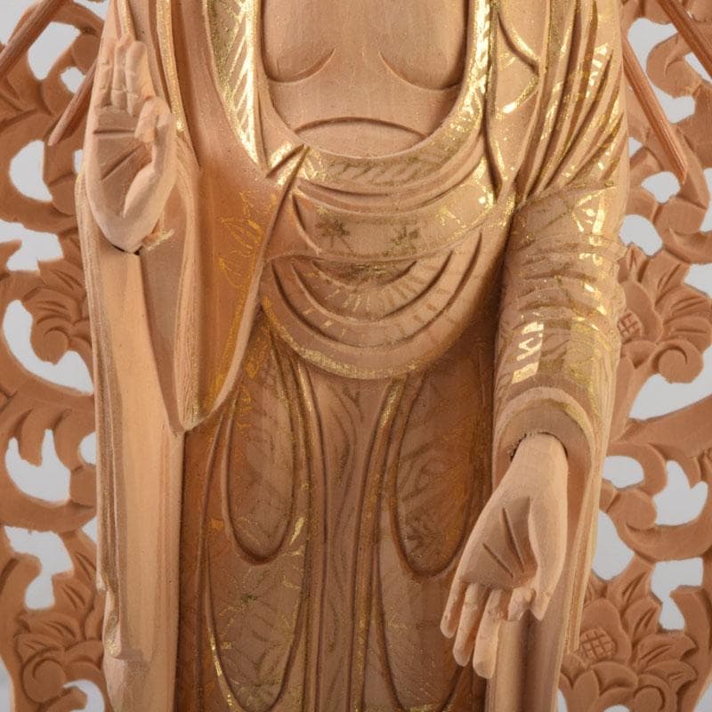 仏教美術 柘植彫刻 西立弥陀像 仏像 華鬘台 C 8784 - メルカリ