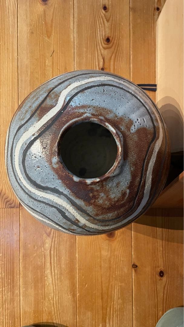 美濃焼伝統工芸士 真山窯 伊藤真司 箱入 説明証明書付 壺 花瓶 志野 骨董品