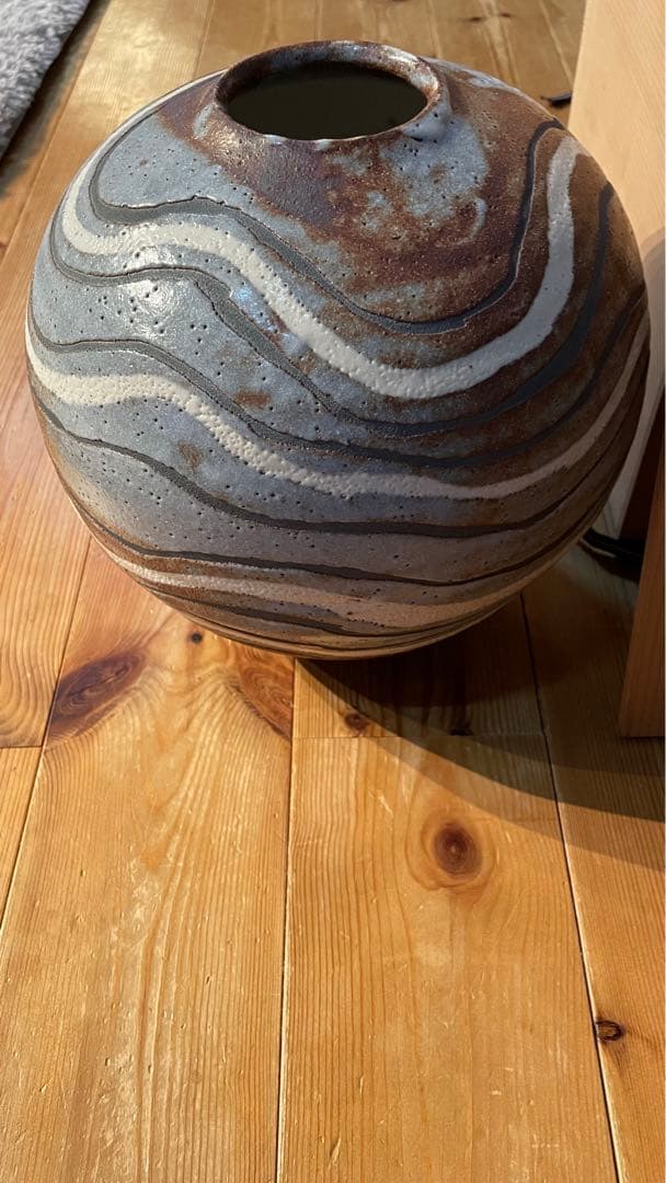 美濃焼伝統工芸士 真山窯 伊藤真司 箱入 説明証明書付 壺 花瓶 志野 骨董品