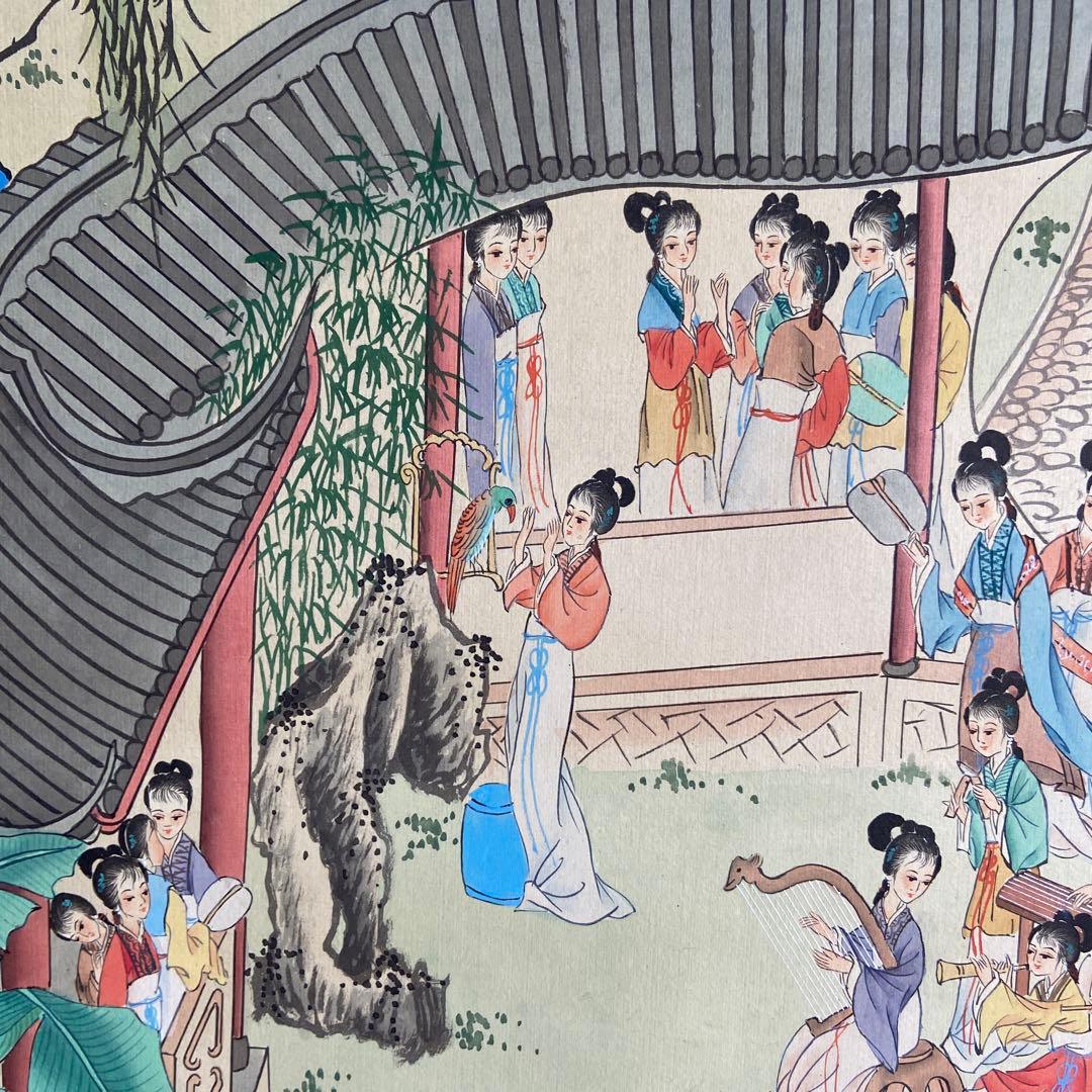 古い中国美人画掛け軸