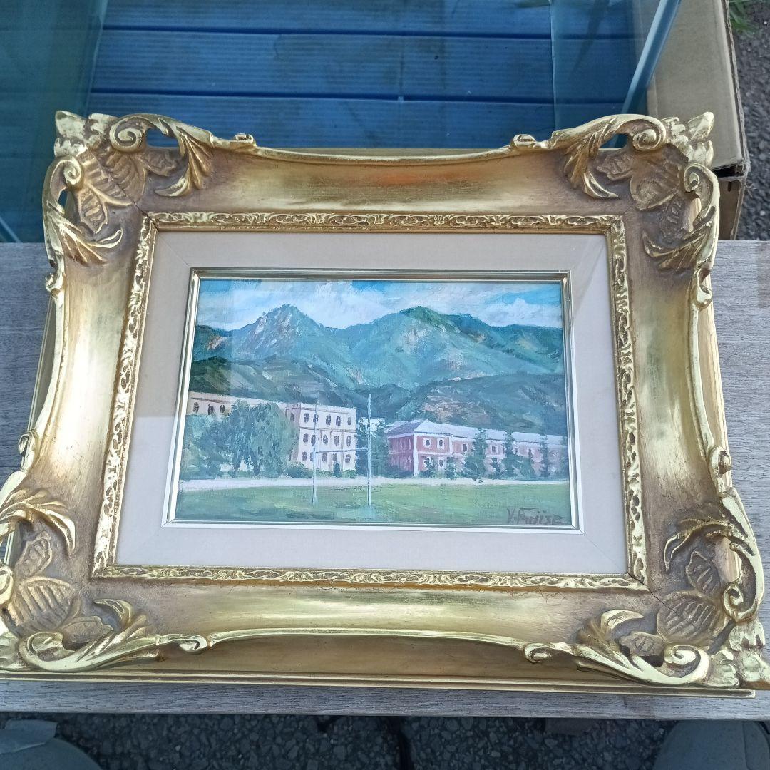 し*お様 3556）藤瀬韶国　油絵　海軍兵学校と古鷹山　キャンバスサイズSM