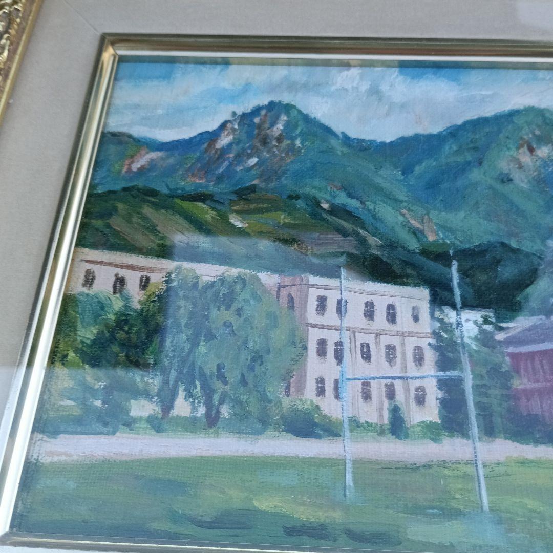 し*お様 3556）藤瀬韶国　油絵　海軍兵学校と古鷹山　キャンバスサイズSM