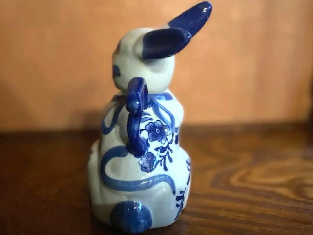 染付うさぎ！愛嬌溢る《青絵兎ティーポット》（検リヤドロヴィンテージ干支ヘレンド