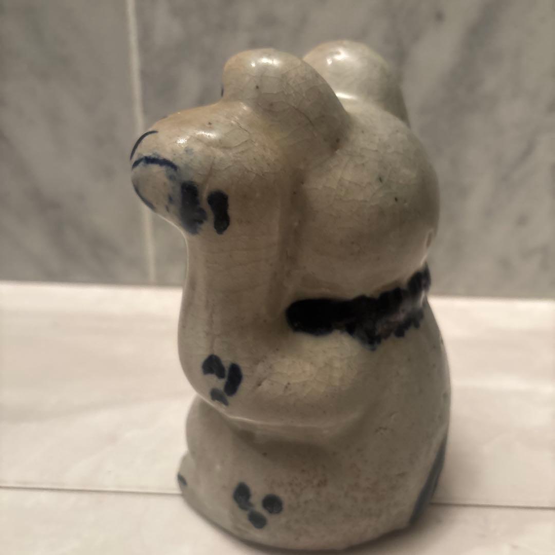 ヴィンテージ作家さんもの　手描きのお顔が可愛らしい陶磁器の招き猫