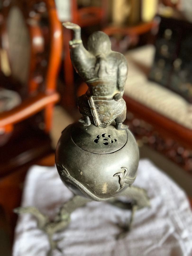 香炉　古銅製 香炉 香道具 飾り 置物 コレクション骨董品アンティーク 龍の置物