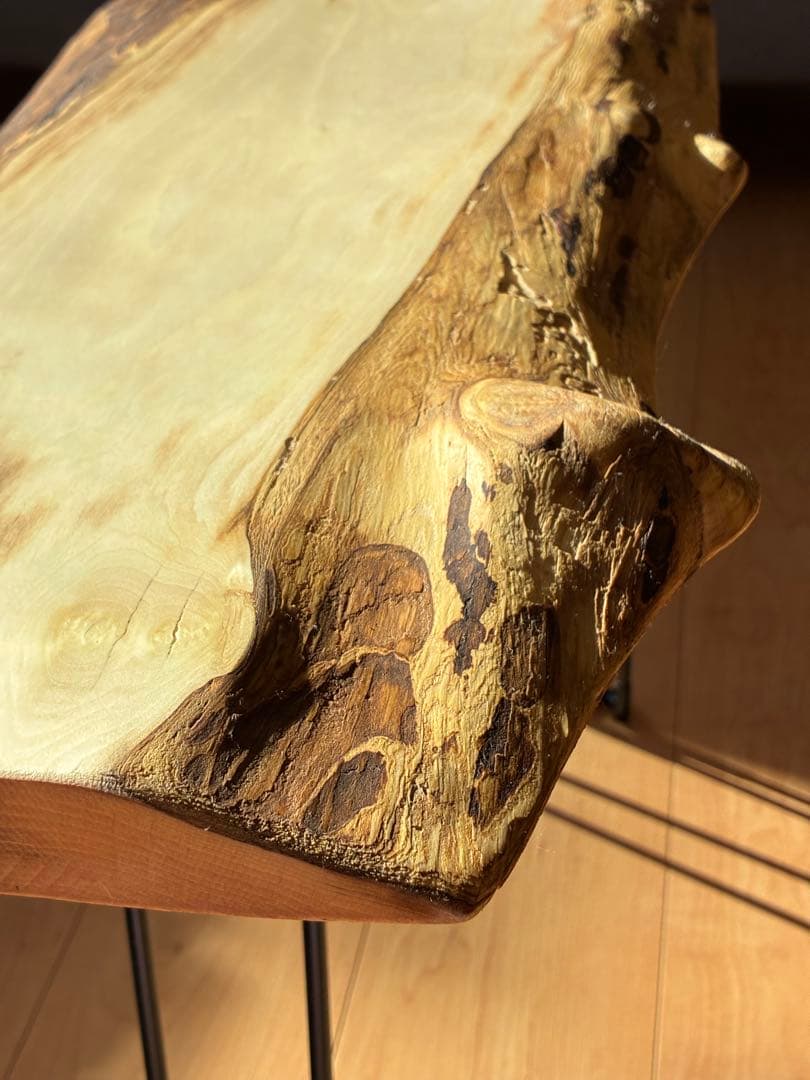 国産桂かつら【和モダンな佇まい】無垢天然一枚板サイドテーブル