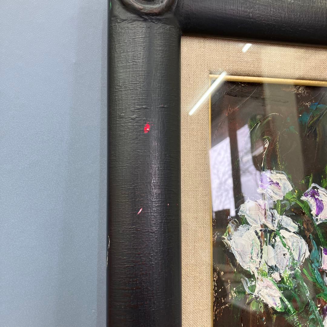 昭和レトロ 油彩画 油絵 花 静物画 肉筆 F6号（相当） 額装 額縁 額入り