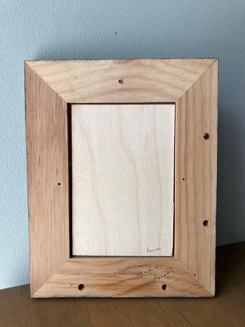 【手描き】　女の子　木　額　トールペイント