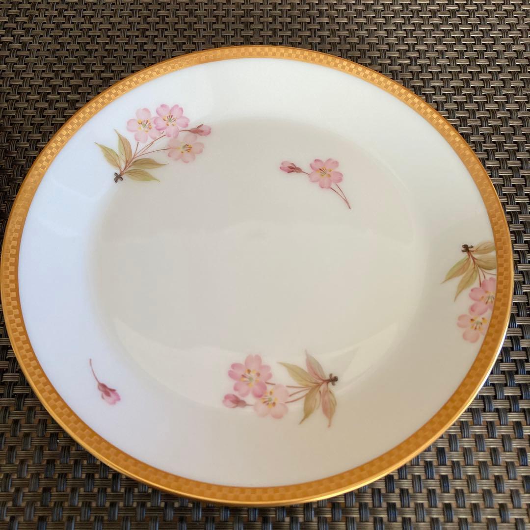 【未使用】大倉陶園　歳時記シリーズ　桜　市松　金彩　皿　16.5cm 2枚　貴重