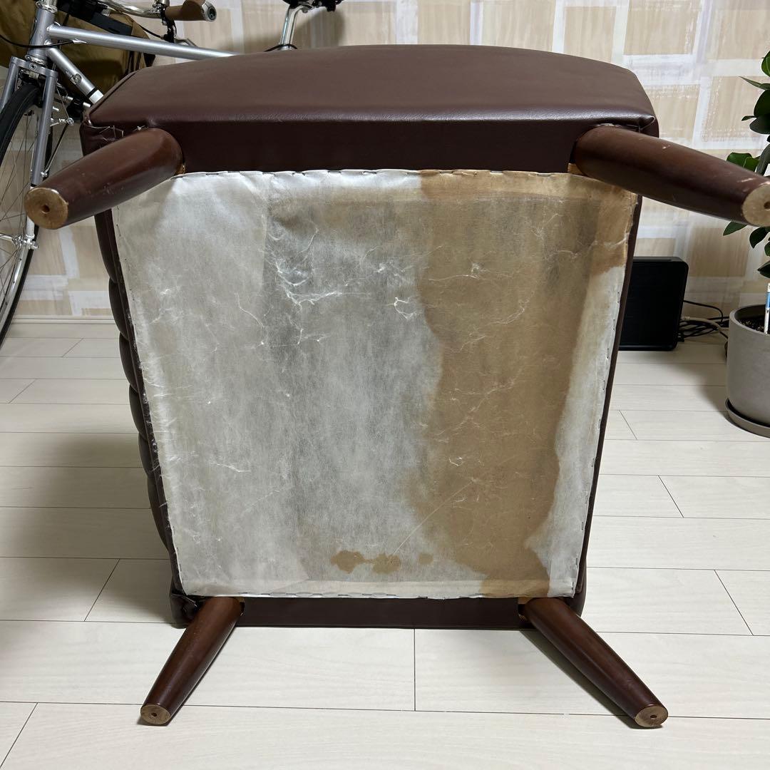 オールドカリモク 1人掛けソファ ロビーチェア 合皮 ブラウン