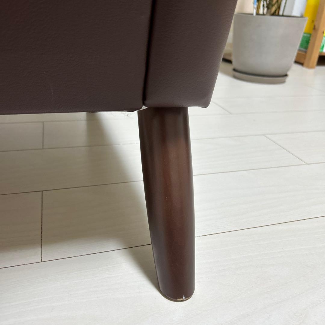 オールドカリモク 1人掛けソファ ロビーチェア 合皮 ブラウン