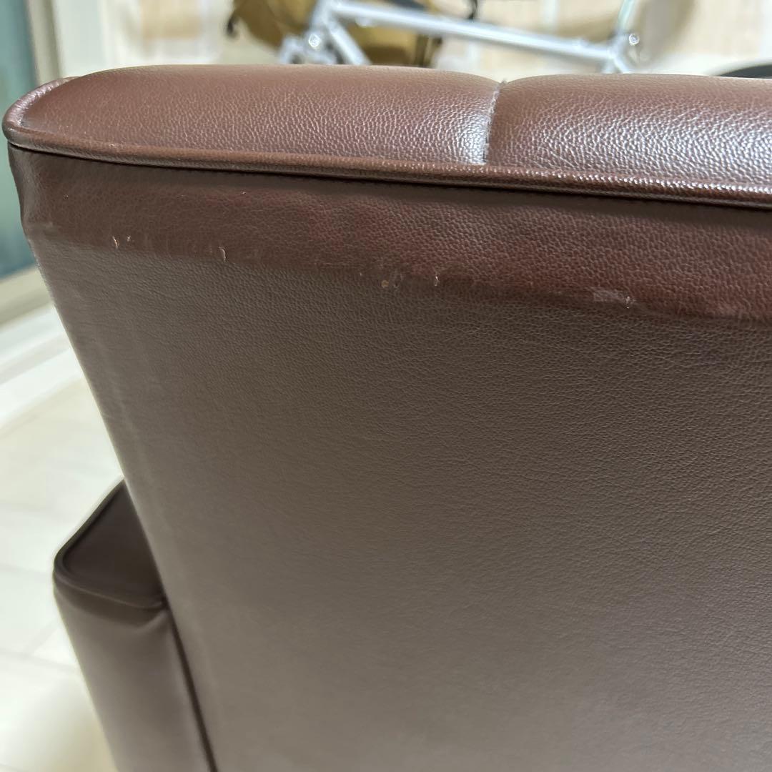 オールドカリモク 1人掛けソファ ロビーチェア 合皮 ブラウン