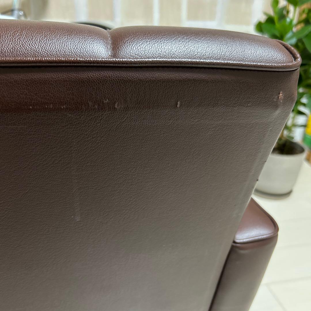 オールドカリモク 1人掛けソファ ロビーチェア 合皮 ブラウン