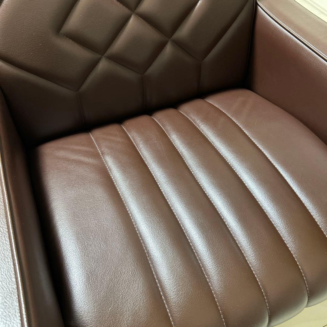 オールドカリモク 1人掛けソファ ロビーチェア 合皮 ブラウン