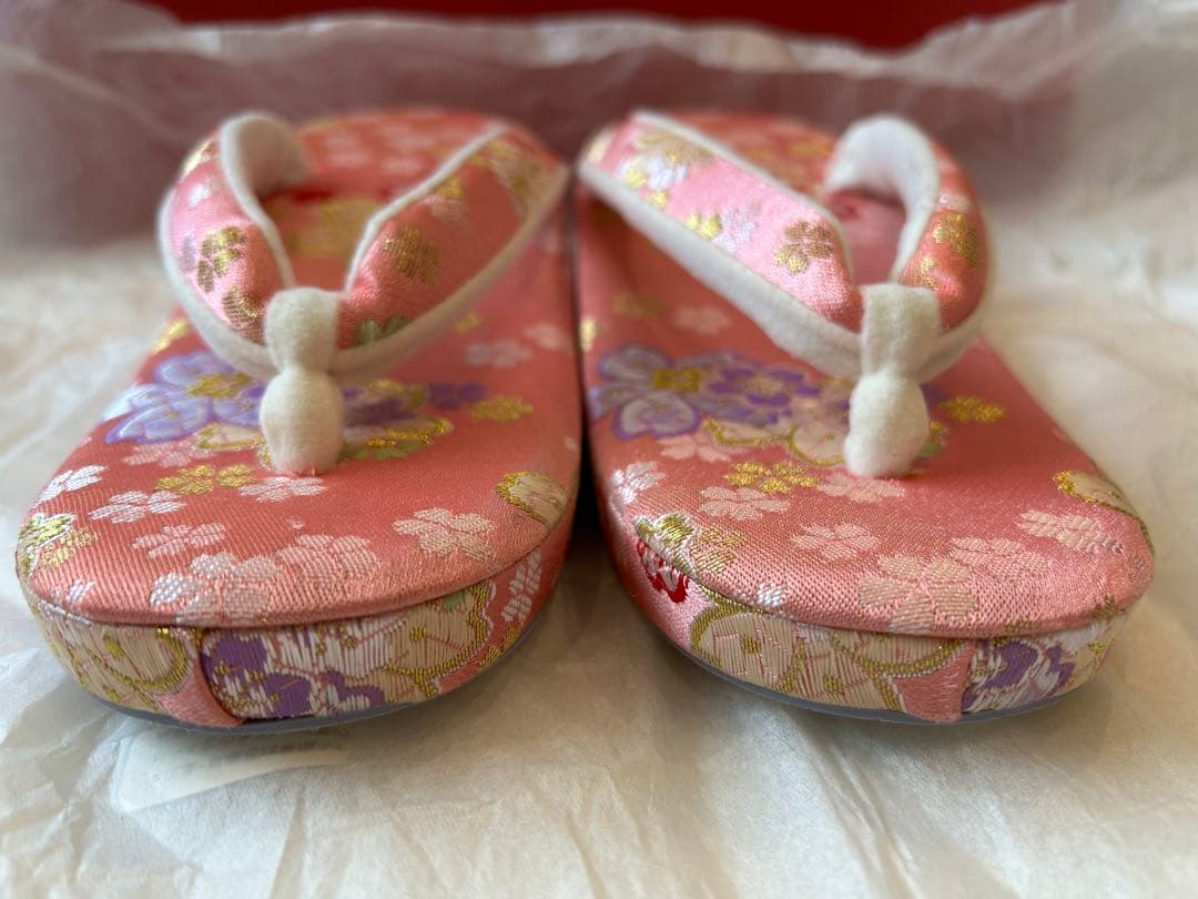 七五三 七歳　草履セット 桜模様 ピンク