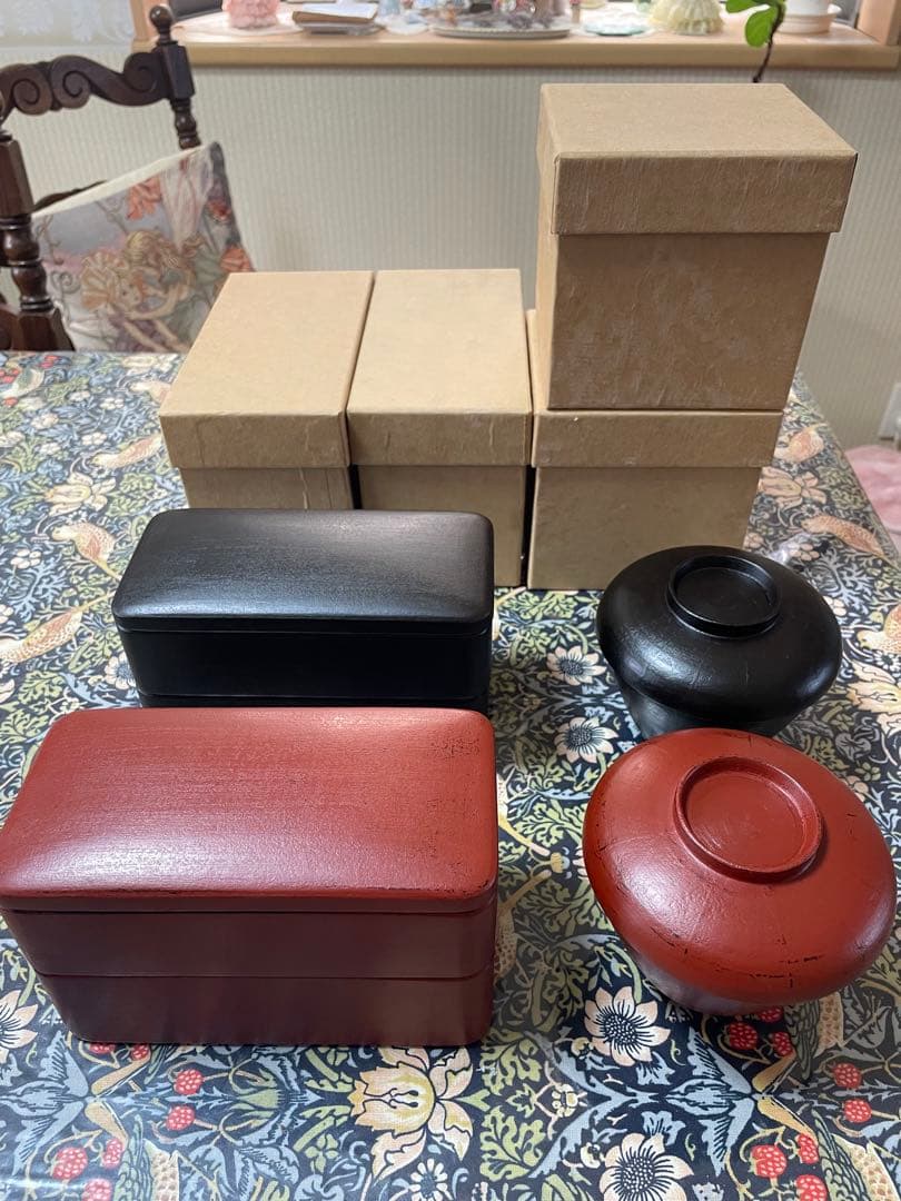 赤木明登作家作品 漆塗りのお弁当箱と汁椀 墨色（黒）