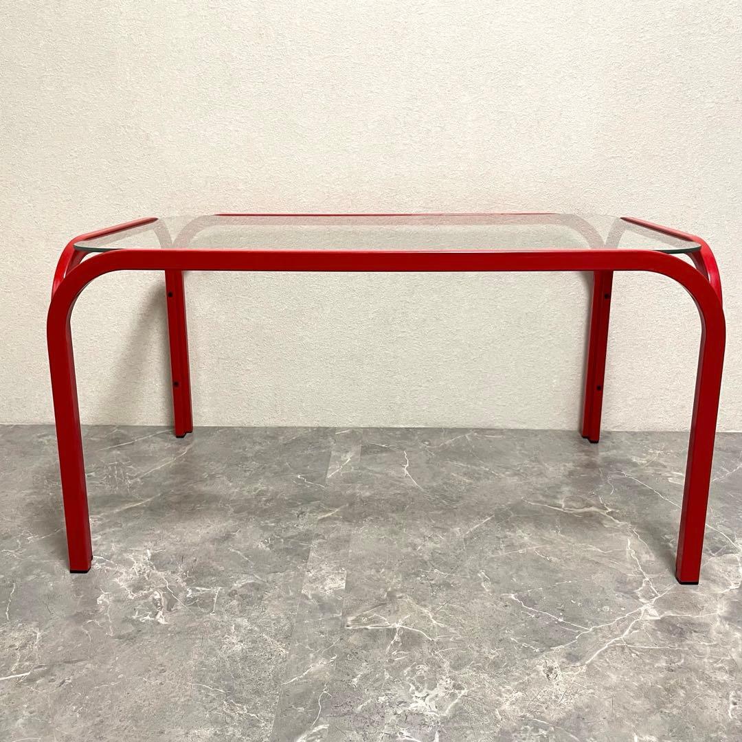 レトロ　80年代　ガラステーブル　 センターテーブル　アイアンフレーム