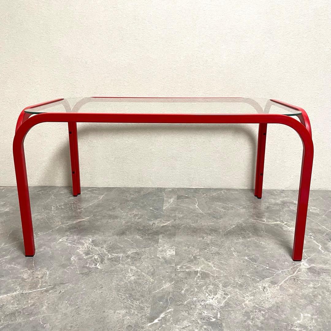 レトロ　80年代　ガラステーブル　 センターテーブル　アイアンフレーム