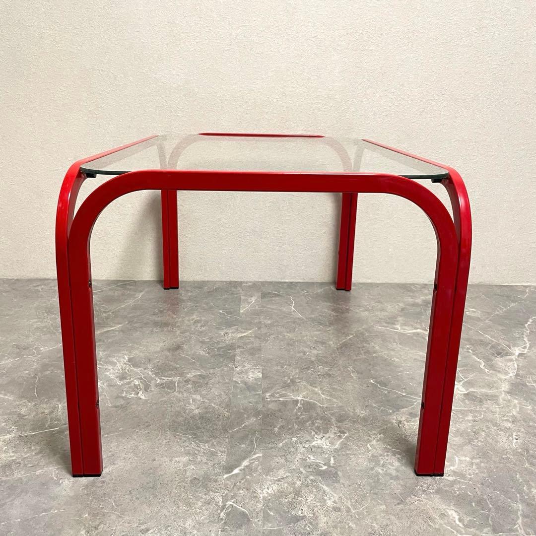 レトロ　80年代　ガラステーブル　 センターテーブル　アイアンフレーム