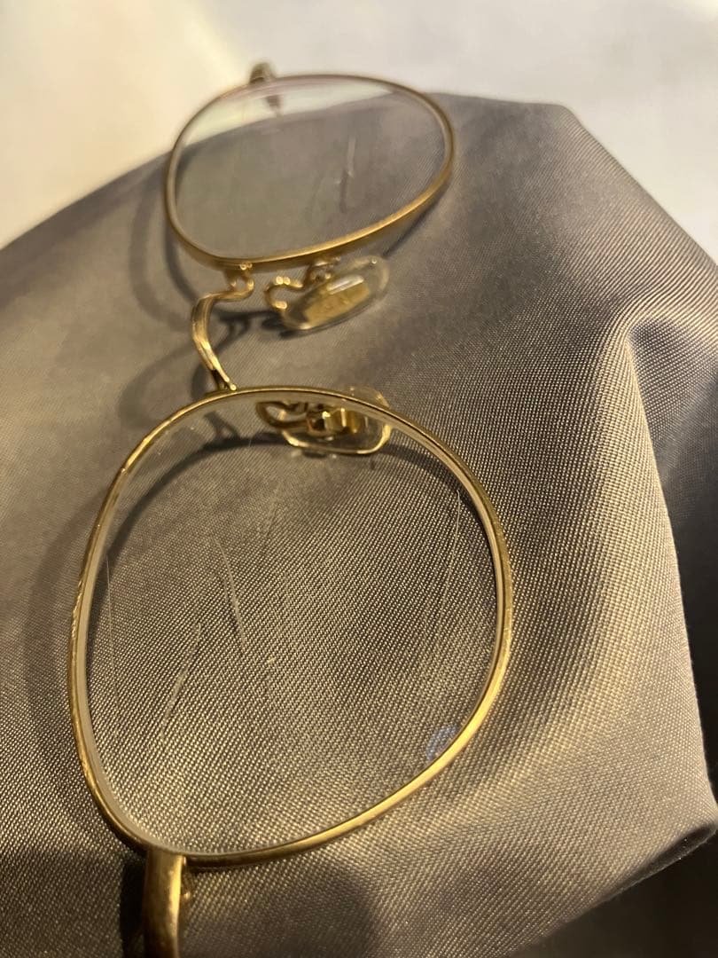 金子眼鏡 チタン ゴールド　オーバルフレーム メガネ　45⬜︎20-138 現状品